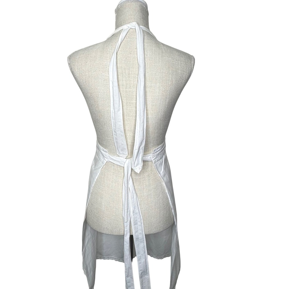 Embroidered Apron White‎ Floral - Picture 2 of 8